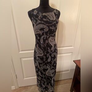 Ann Taylor Black Paisley Midi Dress